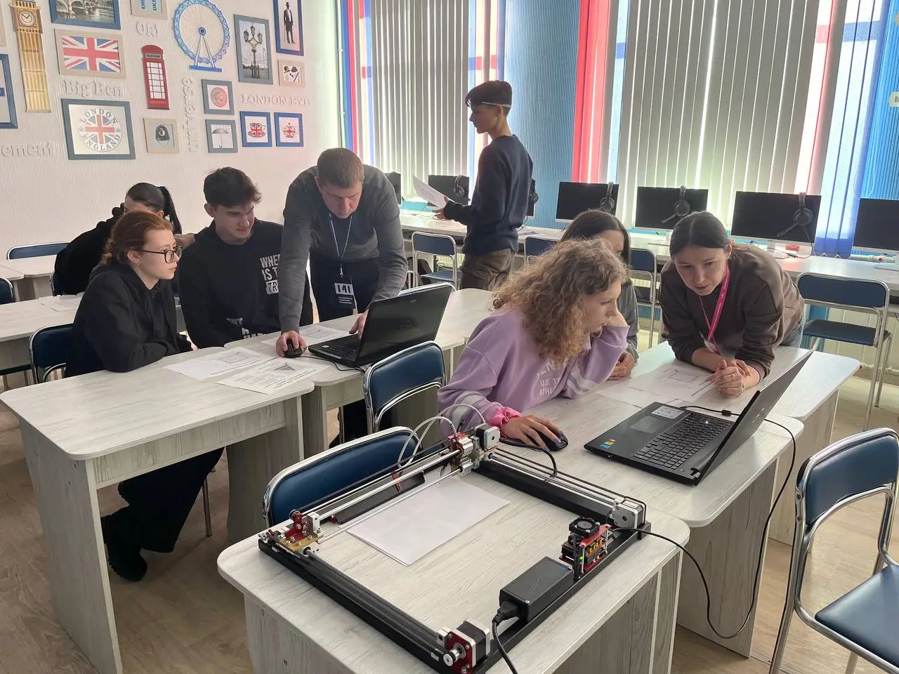 students working in a classroom